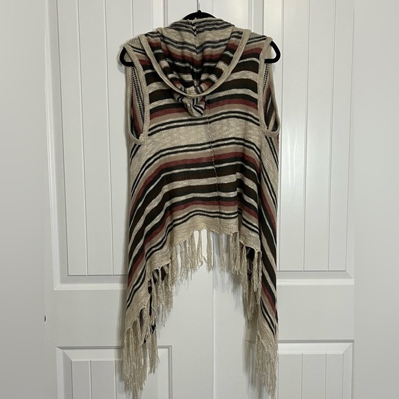 DAYTRIP BUCKLE Open Knit Sleeveless Blanket Poncho Waterfall Knit Cardigan S - Picture 3 of 5